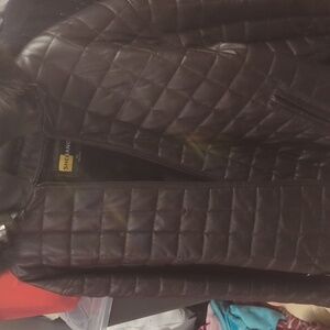 Men's Quilted  Leather Brown Jacket